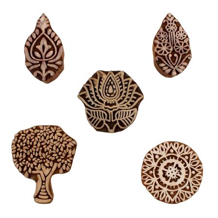 Set of 5 Piece New Mix Wooden Printing Blocks